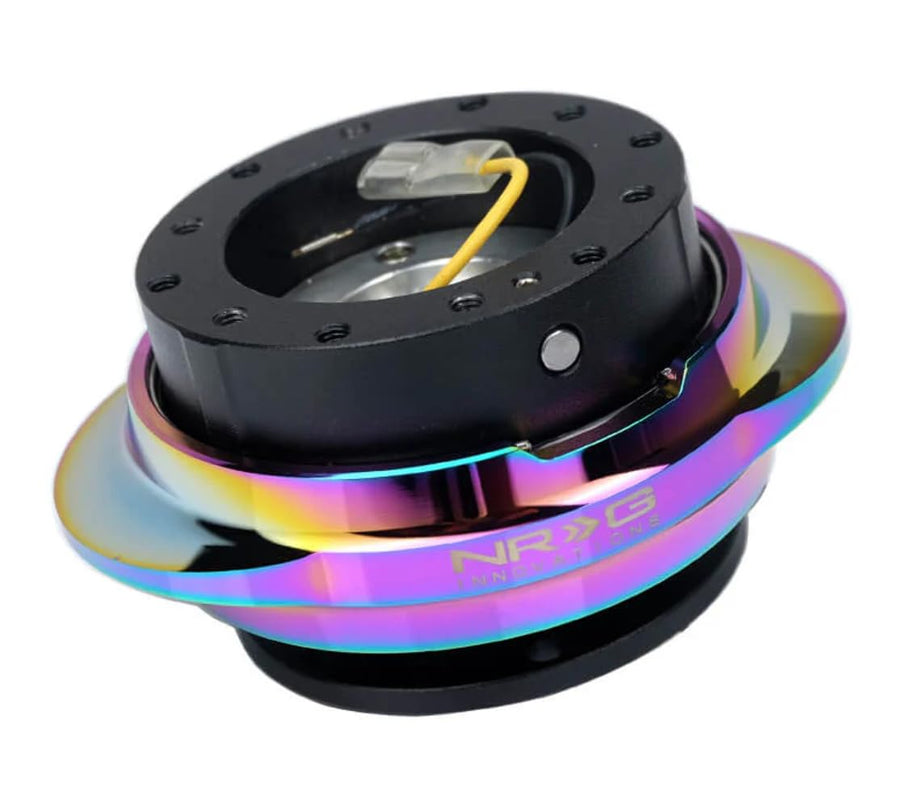 NRG Innovations GEN 2.2 NRG-SRK-220BK-MC Steering Wheel Quick Release Adapter, 6-Hole & 6x70 and 6x74mm Bolt Patterns Black Body/Shinny Multicolor Oval Ring