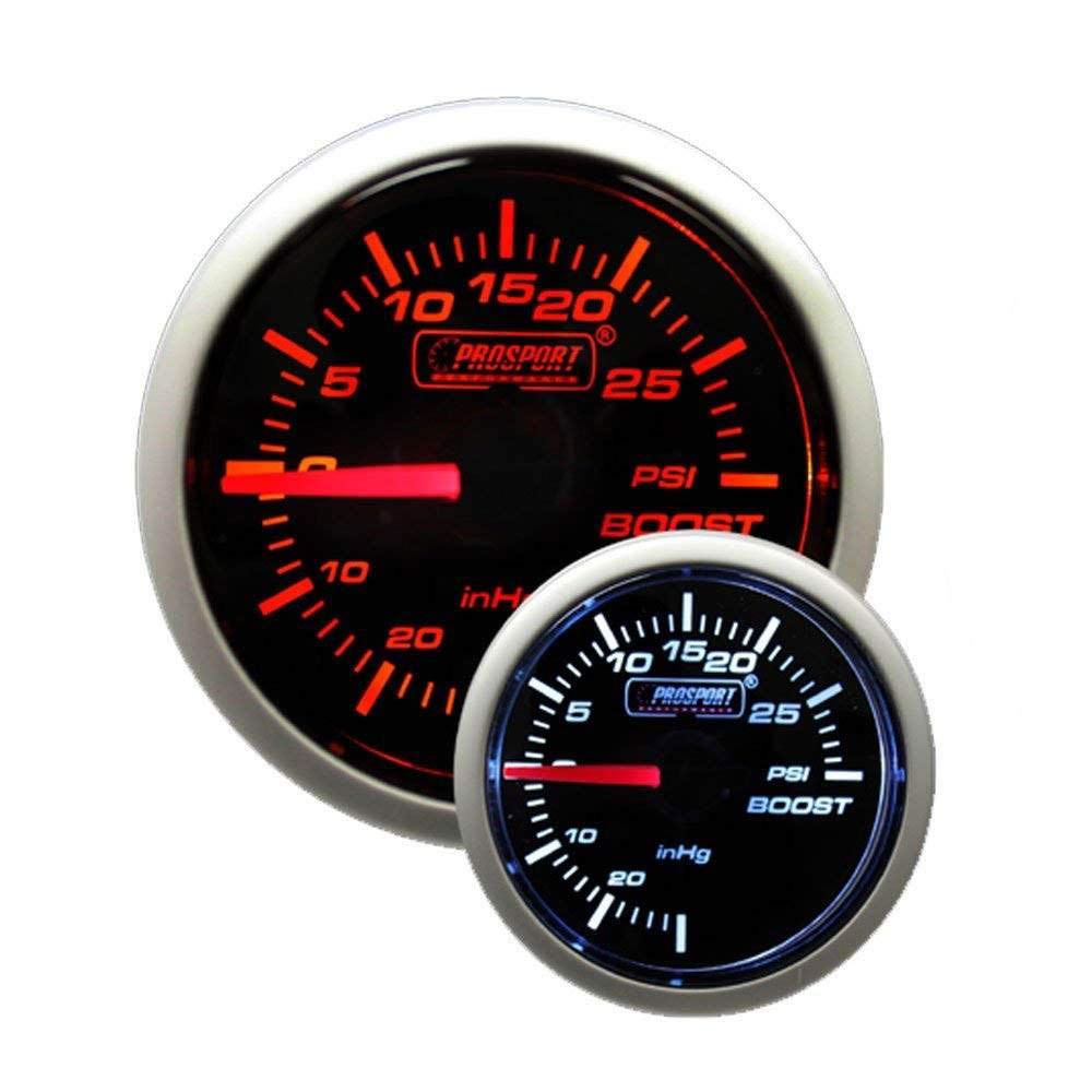 Prosport Performance Series Amber/White 52mm Mechanical Boost Gauge Kit Gauges