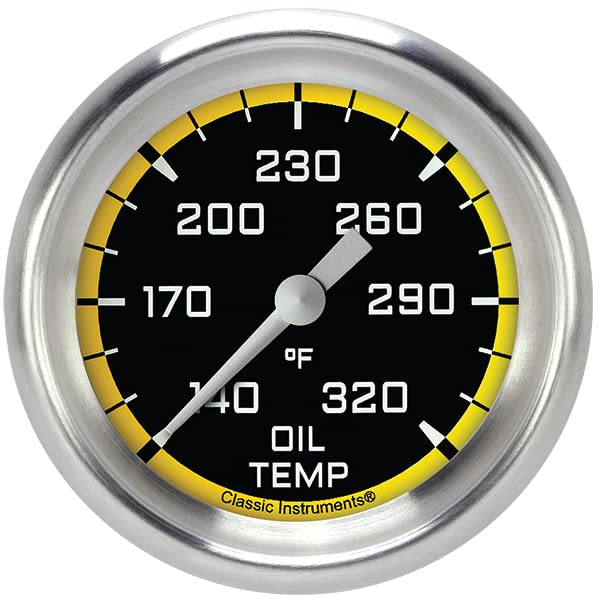 AX328YAPF Classic Instruments AutoCross Yellow 2-5/8" Oil Temperature Gauge