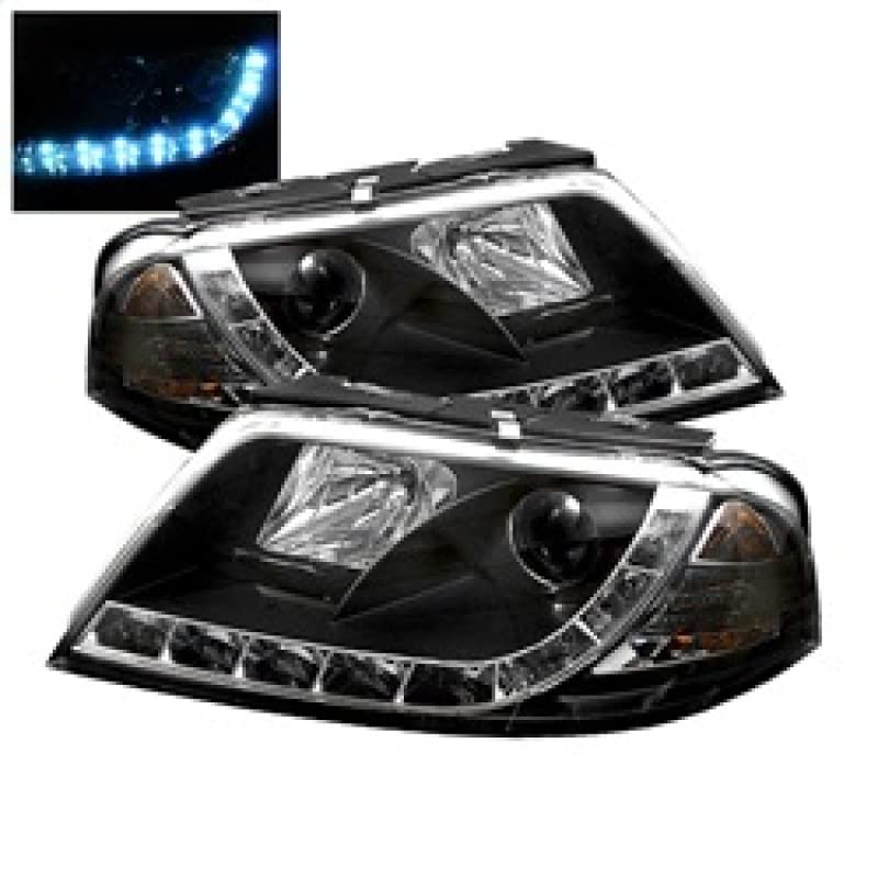 Volkswagen Passat 01-05 Spyder 5012302 Projector Headlights - DRL - Black - High H1 (Included) - Low H1 (Included)