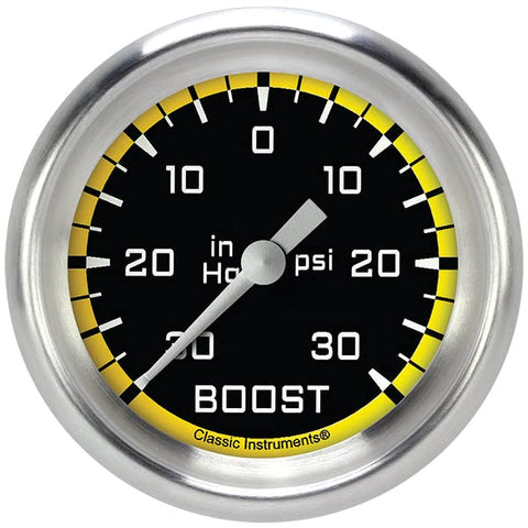 AX341YAPF Classic Instruments AutoCross Yellow 2-5/8" Boost/Vacuum Gauge