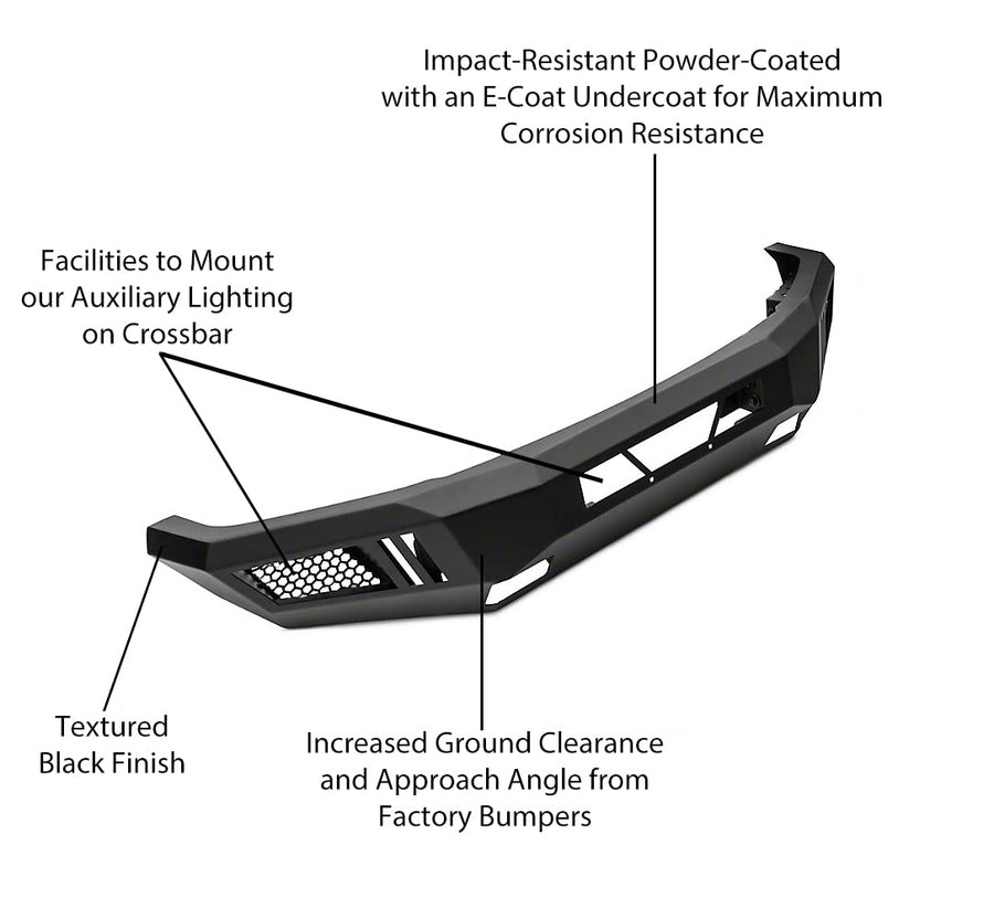 Heavy Duty Black Horse Armour Front Bumper Matte Black Compatible with 2020-2023 Chevrolet Silverado 3500 HD|2020-2023 Chevrolet Silverado 2500 HD-AFB-SI25-20