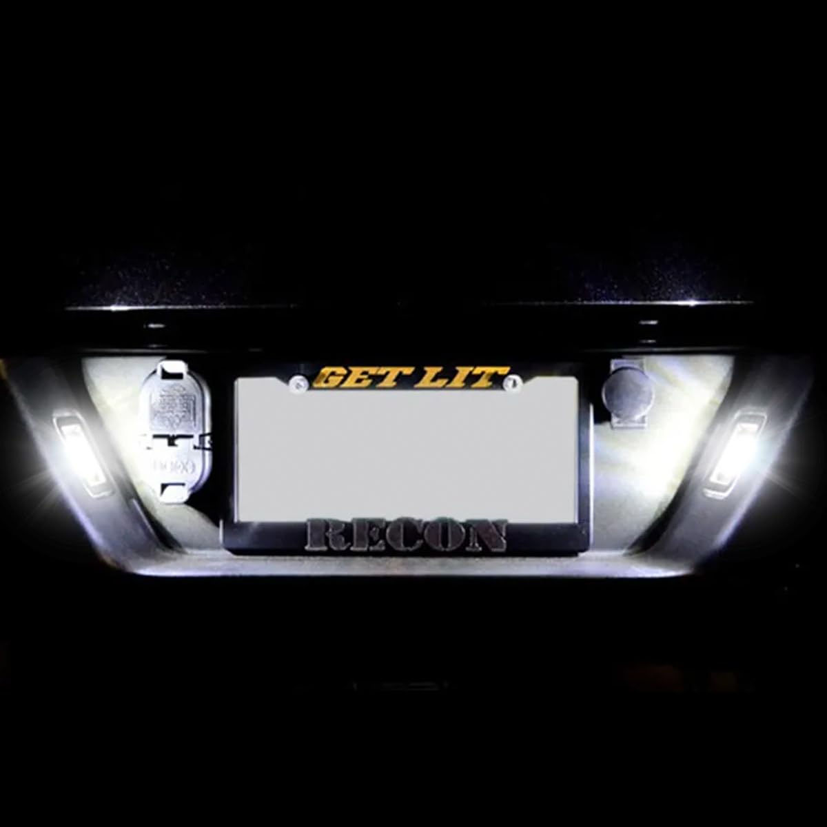 RECON - Ultra Bright White 6500K LED Illumination Fits 2015-2020 F150 Premium License Plate 2-PC Kit Increased Visibility