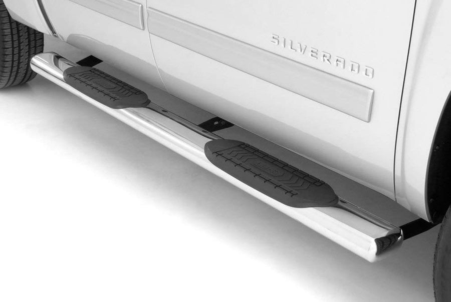 Lund 24310568 Double Polished Stainless Steel 6" Oval Straight Nerf Bars for 2019 Silverado 1500 Extended Cab, Rocker Panel Mount