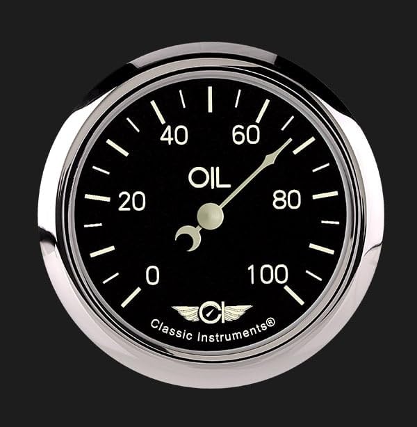 Classic Instruments Classic Series CL381SRC 2 5/8" Oil Pressure Gauge 100 PSI Full Sweep