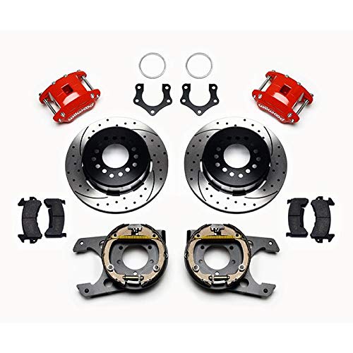 D154 P/S P-B Kit, WILWOOD Drilled-Red Mopar/Dana 2.36" Off, w/Snap Ring Brng 140-12214-DR