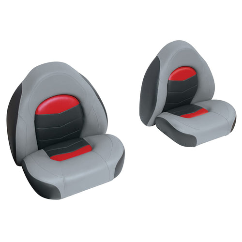 3303-1881 Wise Pro-Angler Series Bass Bucket Seat 2-Piece Set Marble Grey/Regal Red/Charcoal