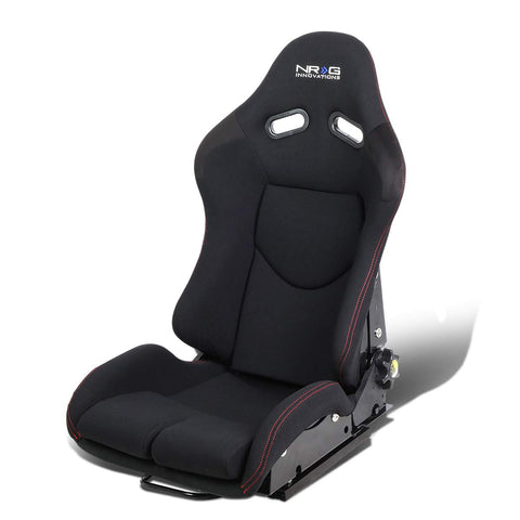 NRG Innovations Universal Recline NRG-RSC-400BK Bucket Seat, Adjustable Reclining Back Racing Seat, Black Cloth FRP Frame w/Bottom Mount, Medium Size