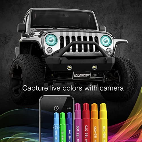 XKGLOW 2pc XK-7IN-JP-KIT-DM 7in RGB Jeep JK TJ Headlight Kit with Dual-Mode Dash Mount Controller
