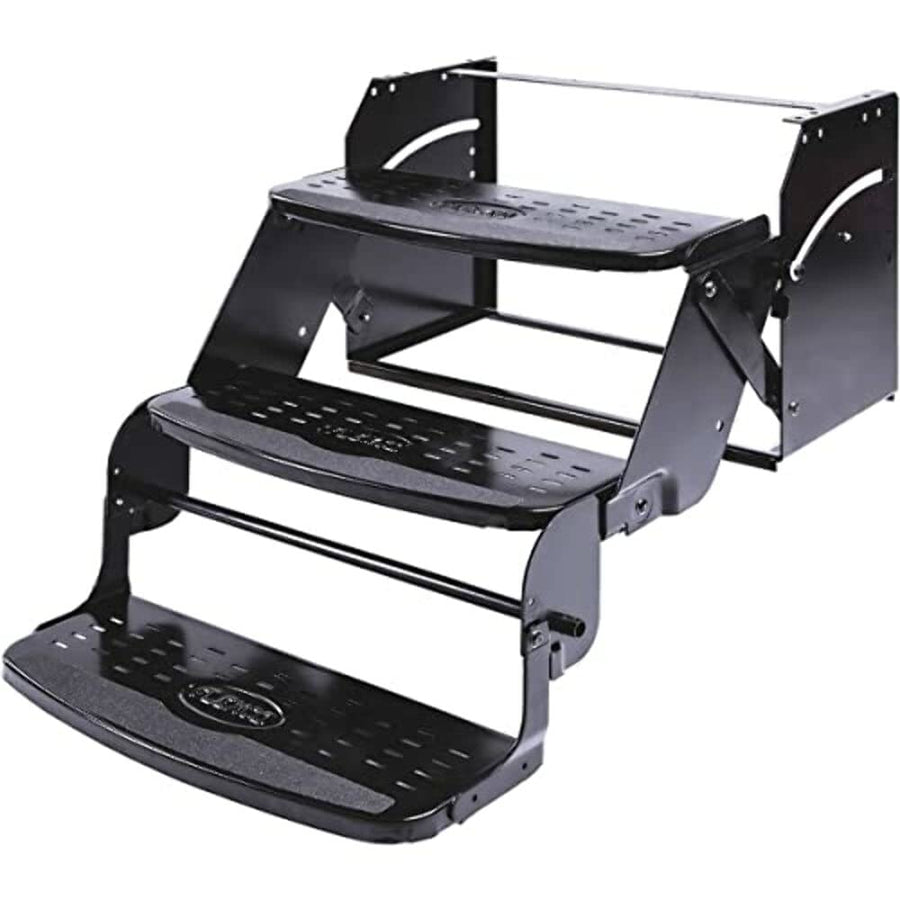 Stromberg Carlson RV Step Manual SMFP-3100 – Foldable Camper Stairs for Trailer Entry, Triple Pull Out Platform for RV, Rust Resistant Construction, Exterior Camper Step, 24" Wide Non-Skid Design