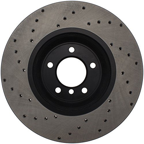 StopTech Sport 128.34093L Front Left Cross Drilled Disc Brake Rotor - Fits Select BMW 3 Series and X1 Vehicles