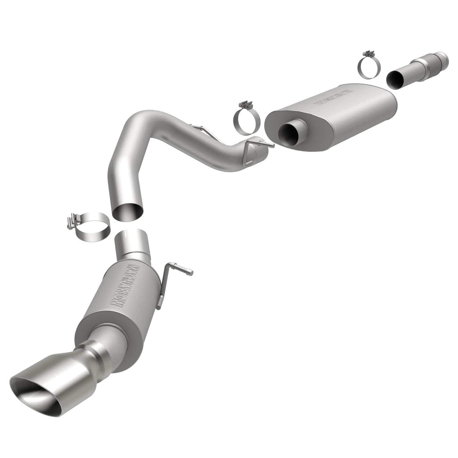 Cat-Back MagnaFlow Performance Exhaust System Street Series 15626 - Stainless Steel 3.5in Main Piping, Single Straight Passenger Side Rear Exit, Polished Finish 4in Exhaust Tip - Escalade Exhaust Kit