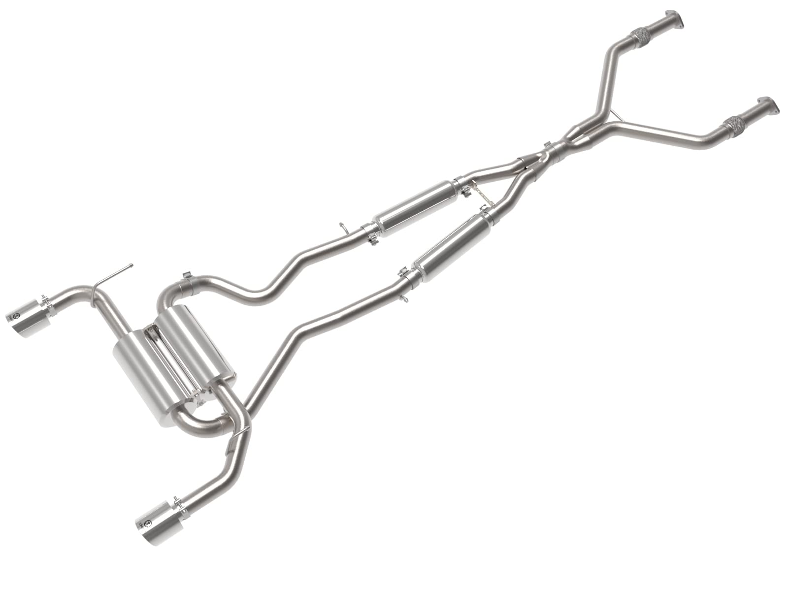 aFe Power 2-1/2 IN 304 Stainless Steel Cat-Back Exhaust System w/Polished Tips Fit Infiniti Q50 14-15 V6-3.7L 49-36136-P