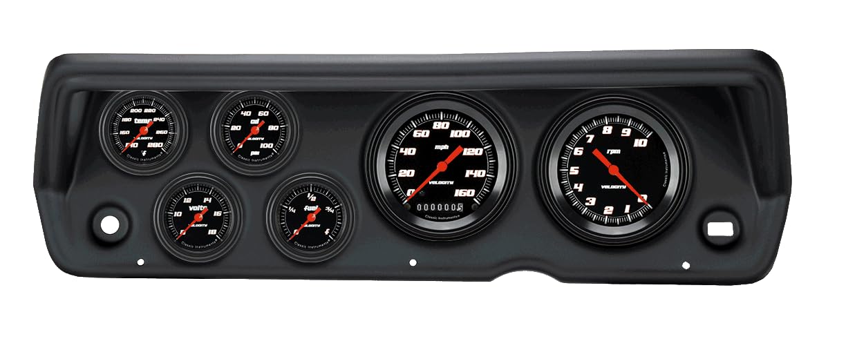 Velocity Black Classic Instruments CDDU70VSB101BL Full Sweep Direct Fit 6 Gauge Set Compatible with 1970-1976 Duster