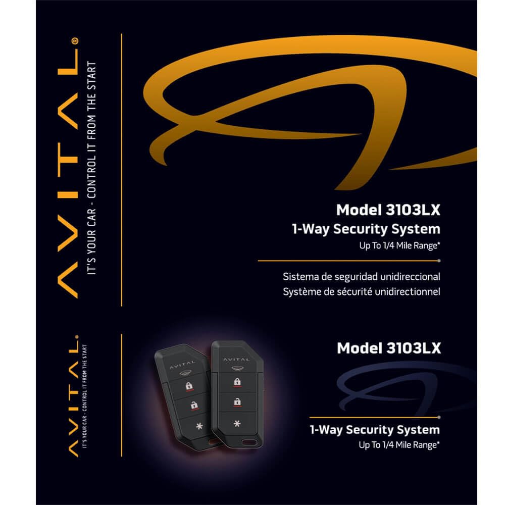 1-Way Avital 3103LX Security System with Keyless Entry/Flashing Parking Lights