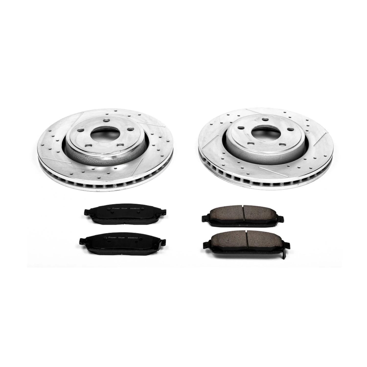 Power Stop K2219 Z23 Carbon Fiber Brake Pads with Drilled & Slotted Brake Rotors Kit For Jeep Commander 2006-2010, Jeep Grand Cherokee 2005-2010 [Model Specific]
