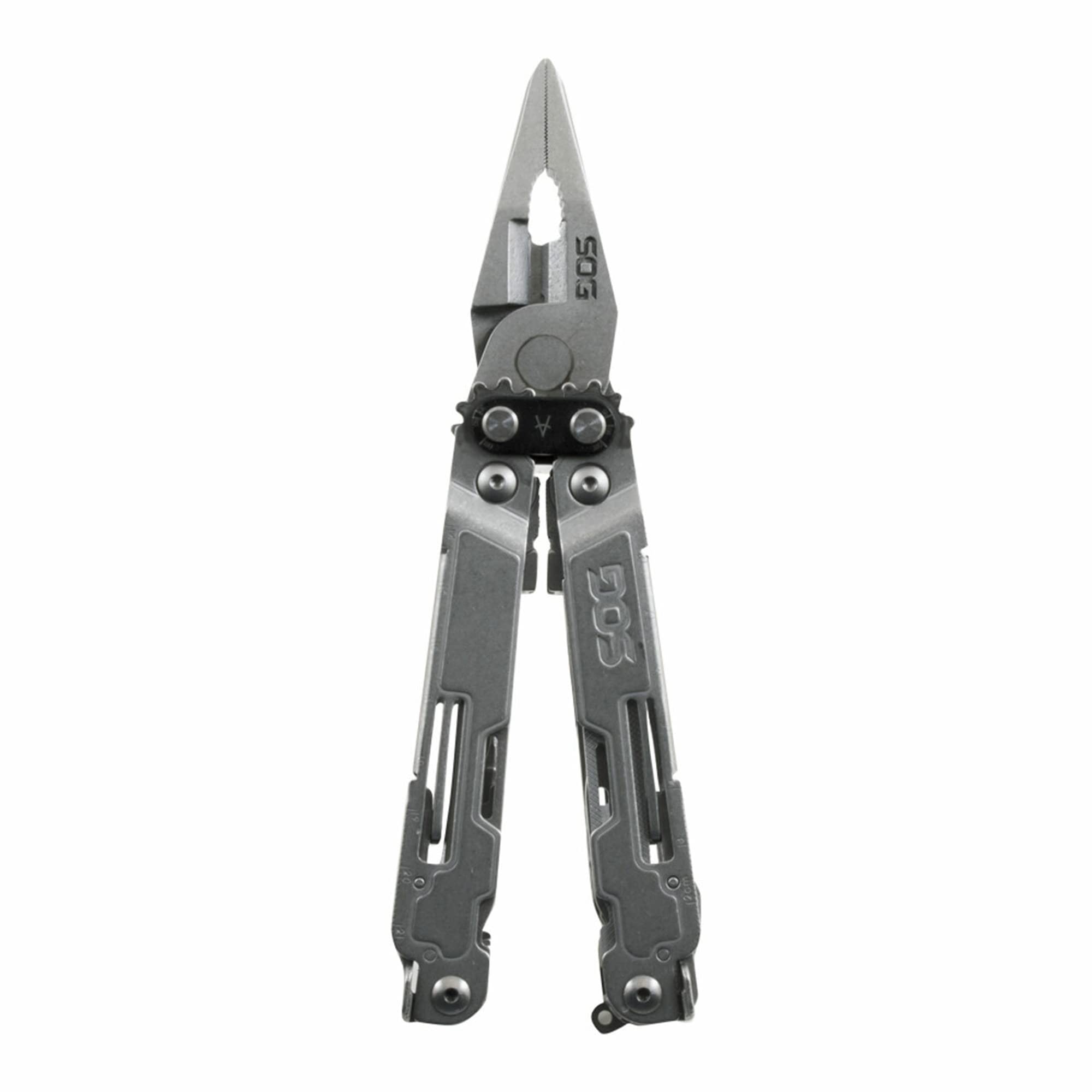 SOG Deluxe PowerAccess All-Around Heavy Duty Stainless Steel Multi-Tool w/Nylon Sheath, Two Knife Blades, Can & Bottle Opener, Stone Wash