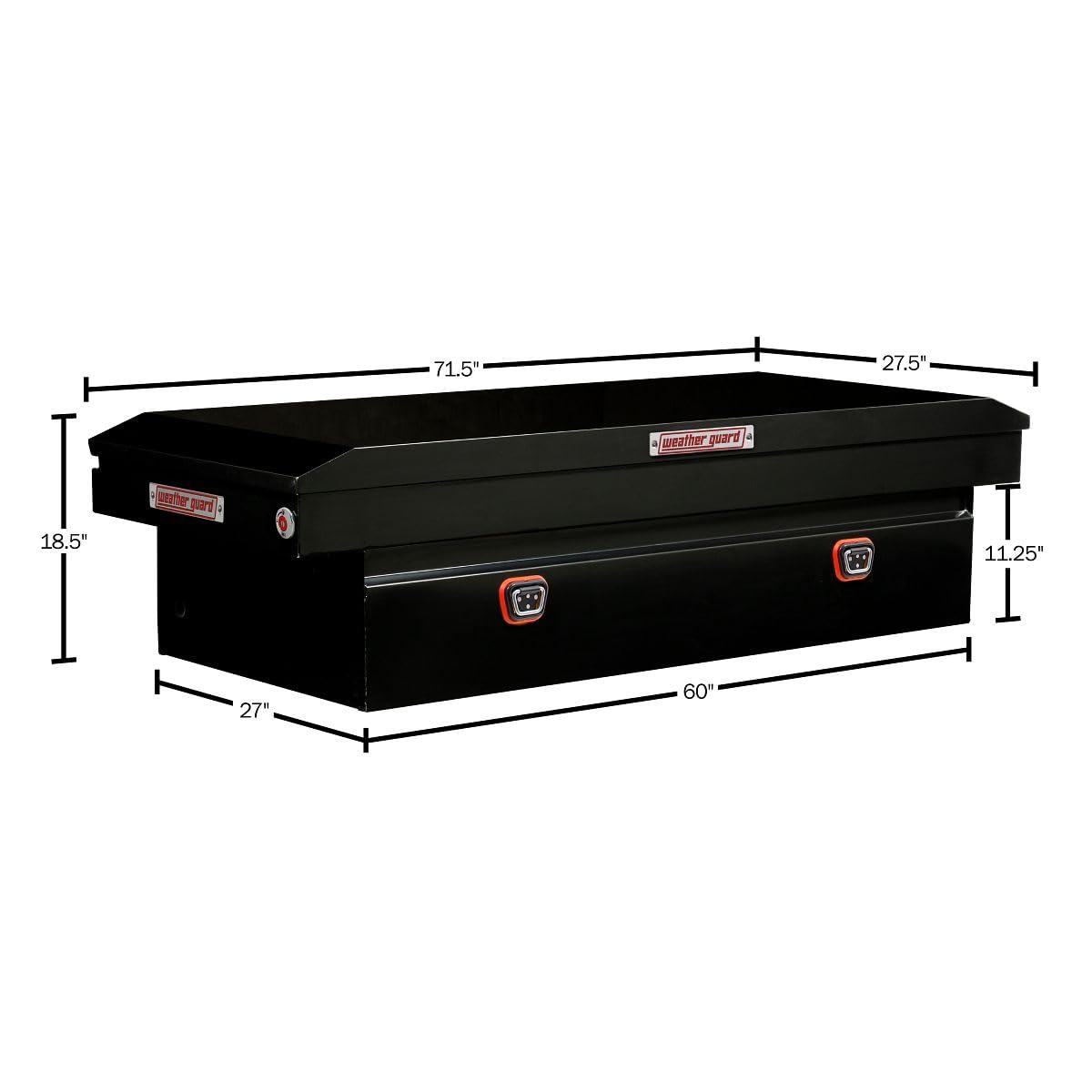 Weather Guard Saddle Truck Box Model 116-5-04, Steel, for Full Size Trucks, Extra Wide, Gloss Black, 15.5 cu ft Capacity