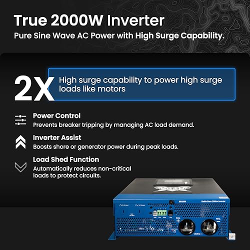 2000W Battle Born Inverter - Pure Sine Wave AC Power with High Surge Capability - Built for RV, Marine, Solar, & Off-Grid Power Systems