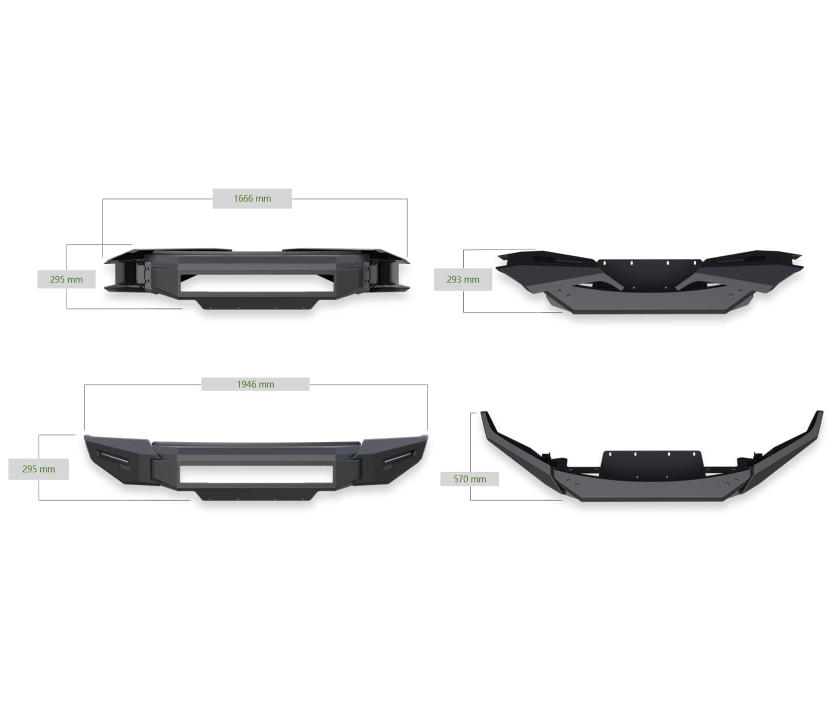 Armour II Black Horse Heavy Duty Modular Front Bumper Modular Matte Black Compatible with 2019-2024 Ram 1500 (Excl. Rebel & TRX Trim, 19-23 Ram 1500 Classic and 20-22 Ram 1500 Diesel Models)-AFB-RA20