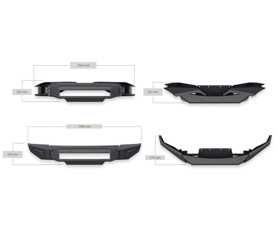 Armour II Heavy Duty Black Horse Modular Front Bumper Kit Modular Matte Black Compatible with 2021-2023 Ford F-150 (Excl. 2022-2023 F150 Lightning EV)-AFB-F121-K1