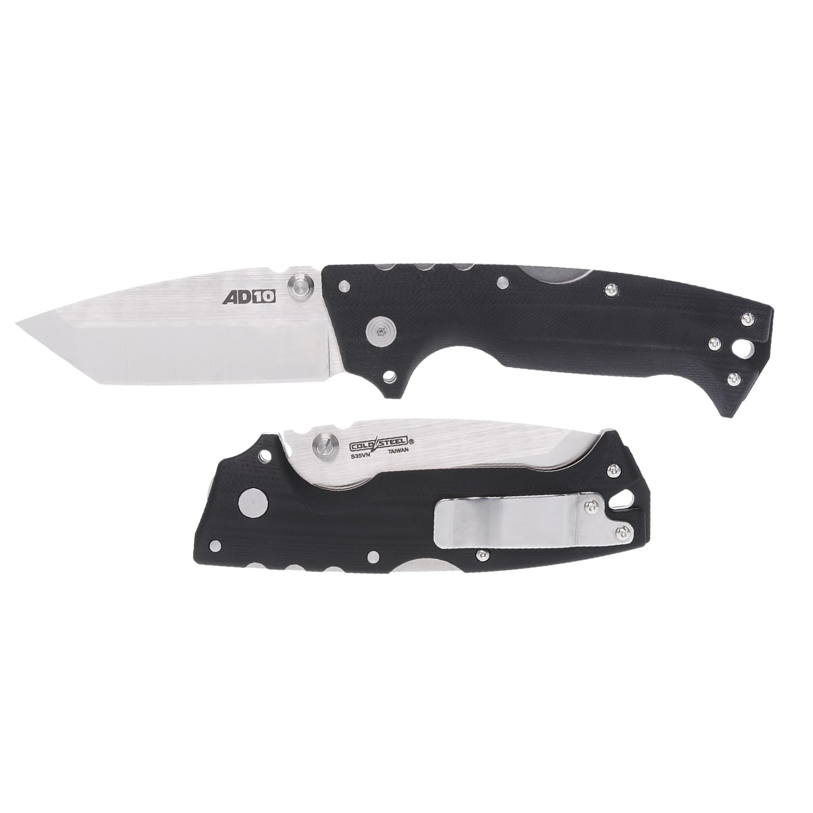 AD-10 COLD STEEL 3.5" S35VN Steel Ultra-Sharp Tanto Point Blade 5.25" G-10 Handle Tactical Folding Knife with Tri-Ad Locking Mechanism