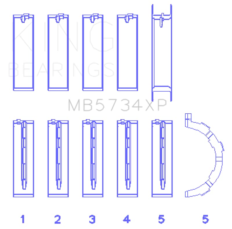 MB5734XP King Bearings Main Bearing (Mb5734Xp Xp Series; Tri-Metal Performance), 1 Pack