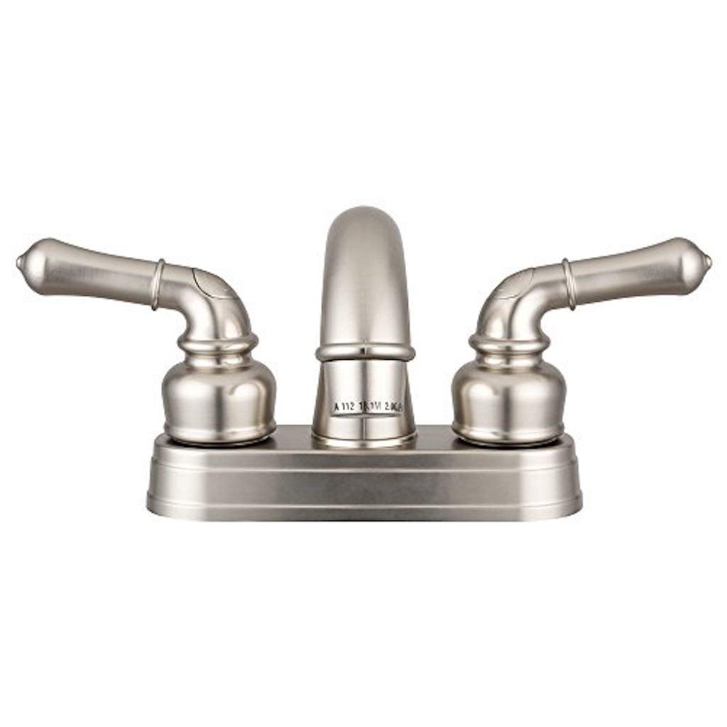 Dura Faucet RV Bathroom Sink Faucet DF-PL620C-SN - Smooth Turning 2-Lever (Brushed Satin Nickel)