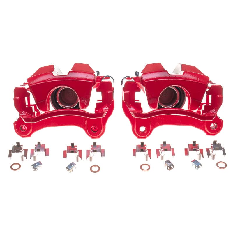 Power Stop S7140 Rear Pair of High-Temp Red Powder Coated Calipers