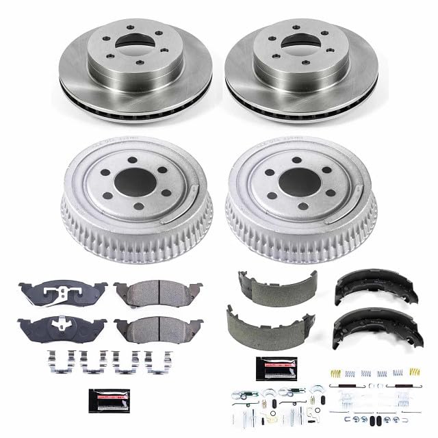Power Stop Autospecialty KOE15070DK Front and Rear Replacement Brake Kit-OE Brake Drums & Ceramic Brake Pads For Dodge Dakota 1997-1998 [Model Specific]