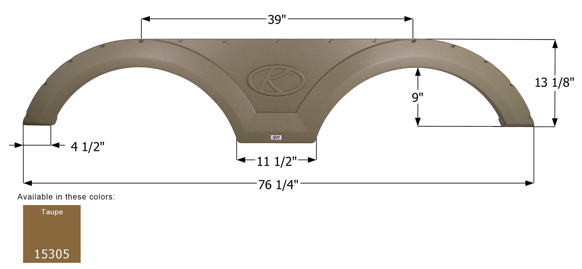 Tandem Axle Fender Skirt ICON 15305 for Keystone - Taupe