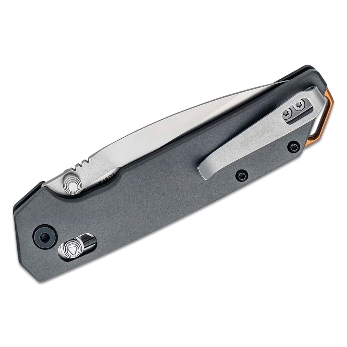 Iridium Kershaw Folding Pocket Knife, 3.4 inch D2 Steel Blade, DuraLock Locking Mechanism, Grey Aluminum Handle, Pocketclip
