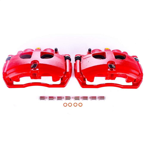 Power Stop S5210 Rear Pair of High-Temp Red Powder Coated Calipers For Dodge Ram 3500 2009-2010, Ram 3500 2011-2018 [Model Specific]