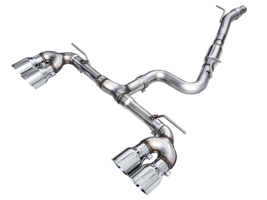 Volkswagen Golf R AWE MK8 3in Track Edition Quad Exhaust - Chrome Silver Tips by AWE Tuning