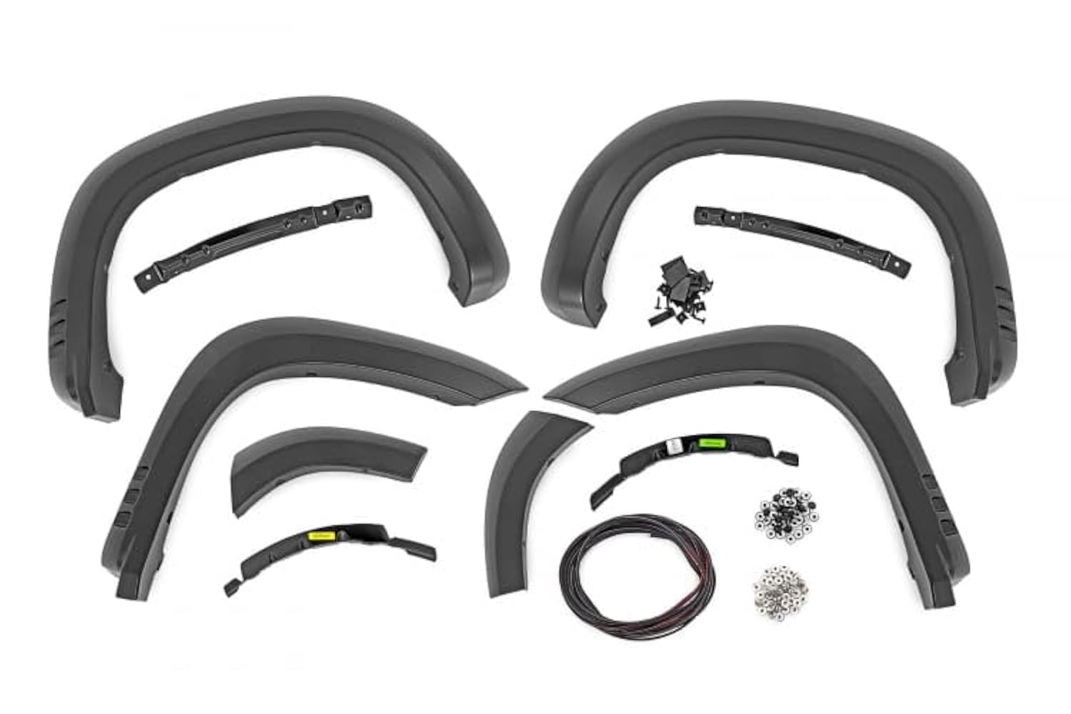 Fender Flares Rough Country SF1 for Chevy Silverado 1500 (2019-2025) - Sharp Off-Road Style, Extra Tire Coverage, UV-Resistant ABS, Easy Bolt-On, Flat Black, (Set of 4)