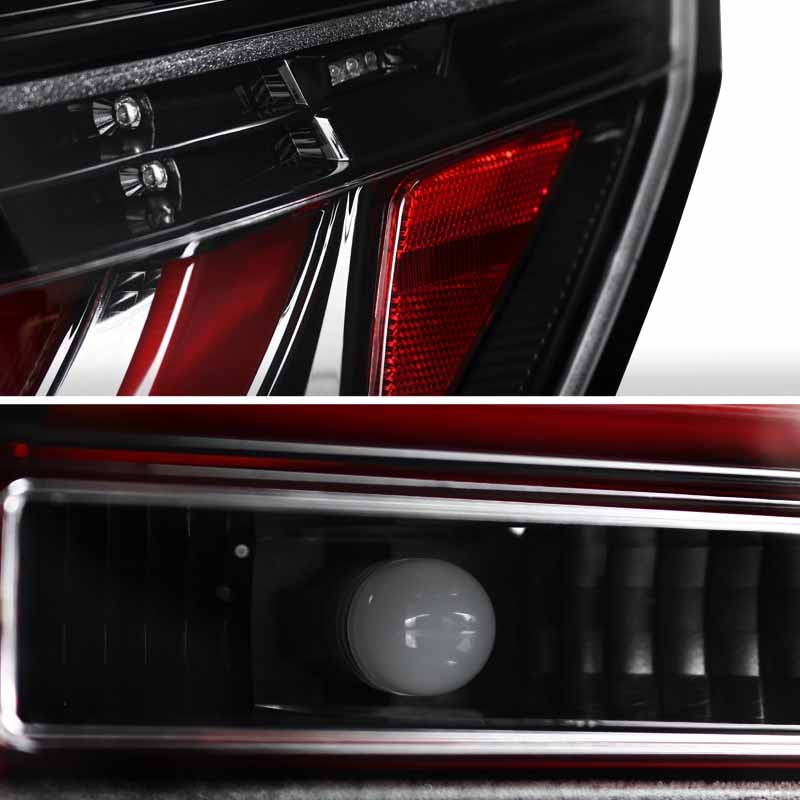 Jet Black Housing SPEC-D TUNING Red LED Bar Tail Lights Compatible with 2008-2010 BMW E60 5-Series 4 Door, Left + Right Pair Assembly