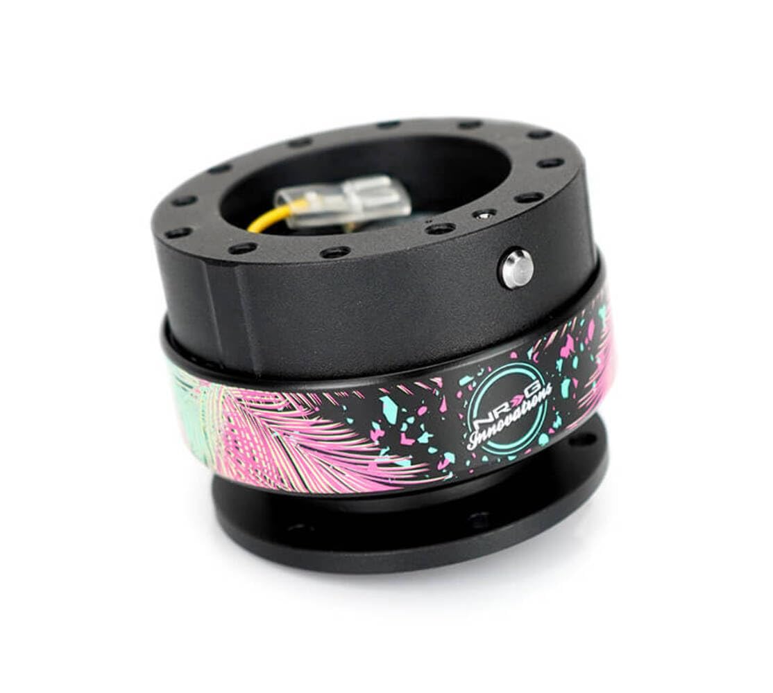 NRG Innovations Steering Wheel Gen 2.0 Quick Release Adapter 6-HOLE with Mounting Bolts, Quick Release - Black Body/Black ring with Shreddy Collab Version 2, NRG-SRK-200BK-SDY2