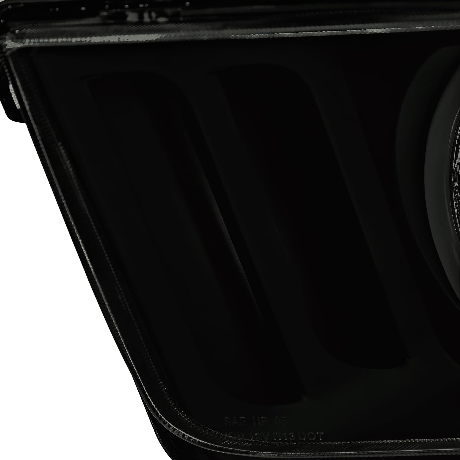 Black Smoke Headlights w/LED Angel Eyes SPEC-D TUNING Compatible with 2005-2009 Ford Mustang, Left + Right Pair Headlamps Assembly