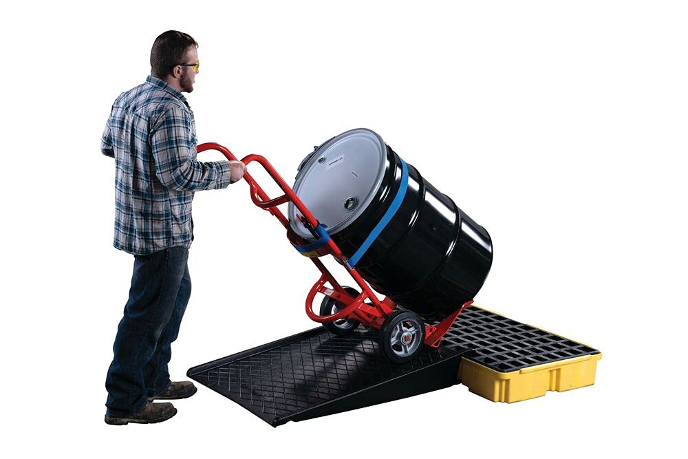 2 Eagle Drum Spill Platform with Drain and Forklift Pockets, 26.25"x51"x6.5", 30 Gallon Sump, 5,000 lbs. Load Capacity Containment Tray, Made in USA, Yellow, 1632D
