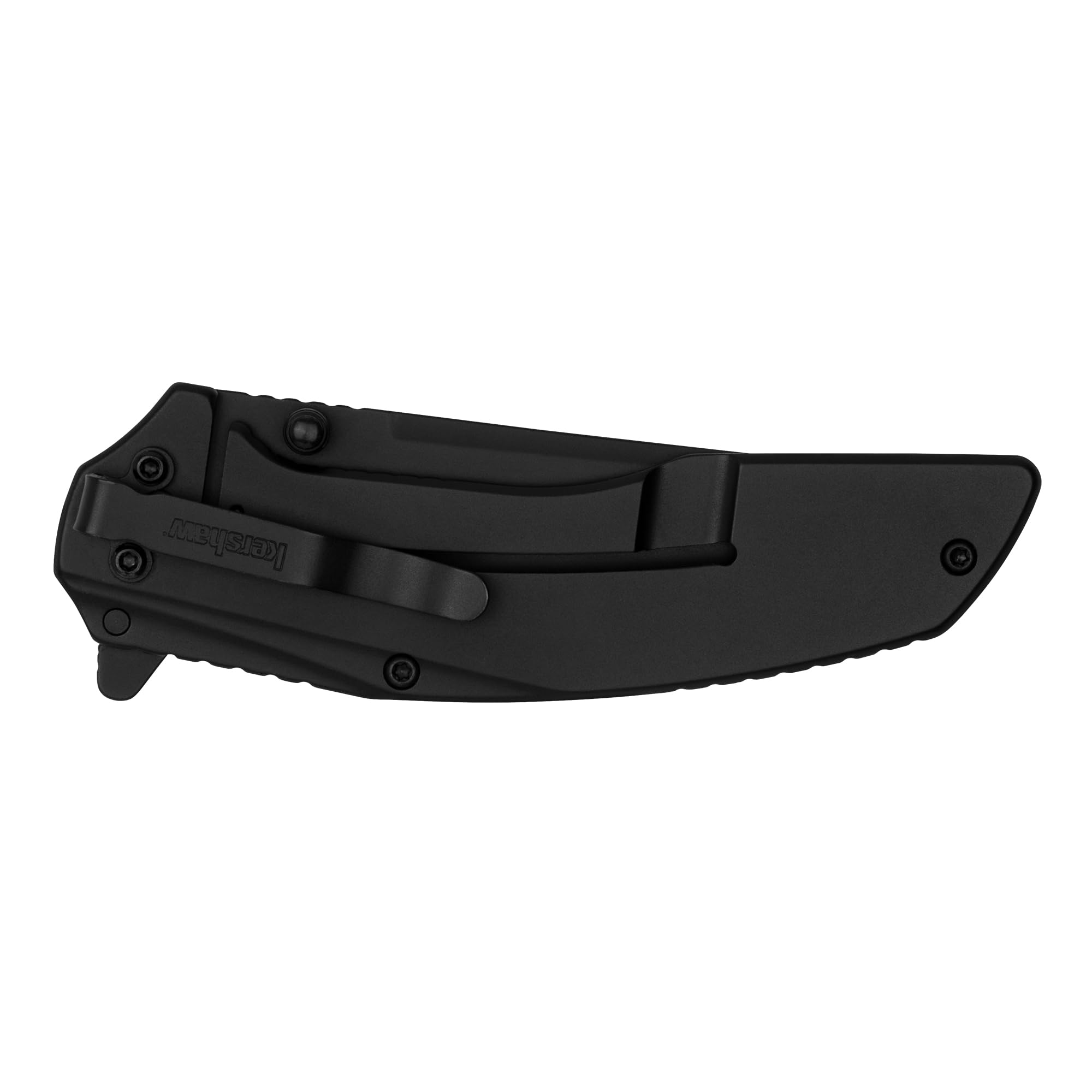 Outright Kershaw Pocket Knife, Black, 3 Inch Stainless Steel Trailing Point Partially Serrated Blade, EDC with Assisted Opening, Deep-Carry Pocketclip, Everyday Carry Pocket Knife for Men and Women