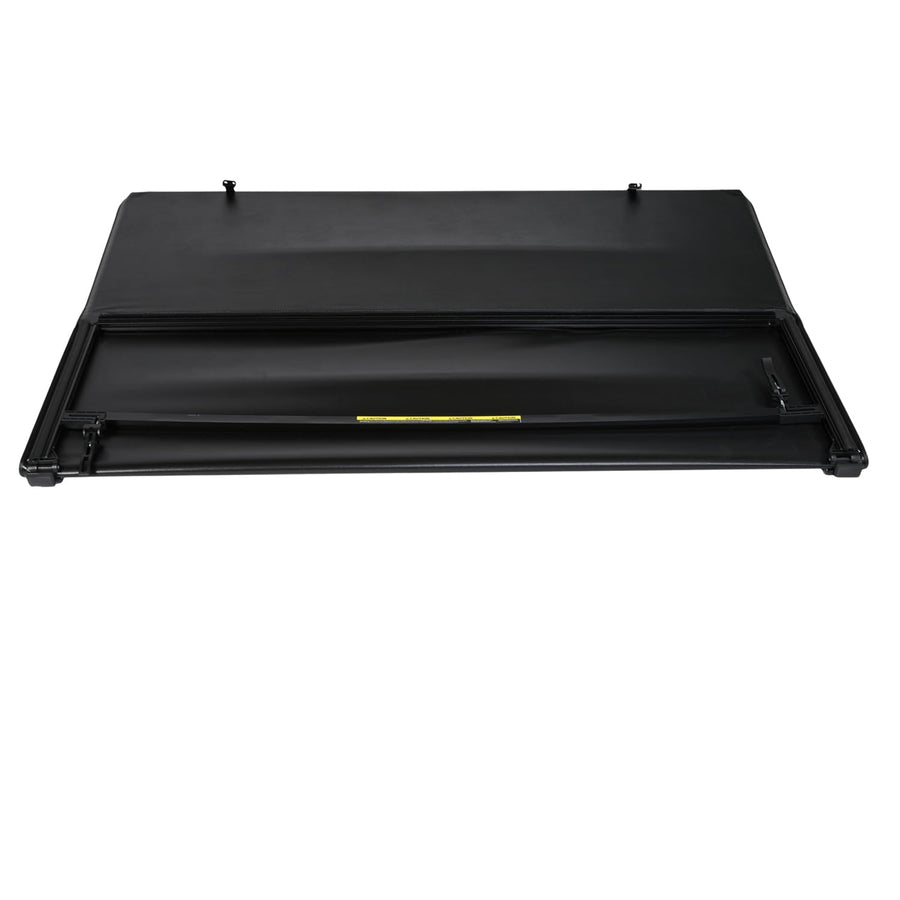 TrailFX Soft Tonneau Tri-Fold Cover Fits 2022-2025 Nissan Frontier Factory Bed Rail Caps Soft Folding Lockable via Tailgate Handle Lock Black Vinyl with Aluminum Rails Clamp-On Installation