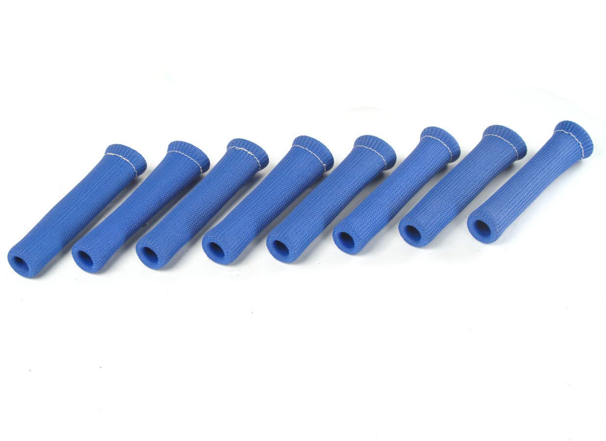 Protect-A-Boots Design Engineering Blue 6" Spark Plug Boot Protector Sleeves Pack of 8 – Heat Resistant Sleeve Covers for Spark Plug Boots, Engine Wire Protection