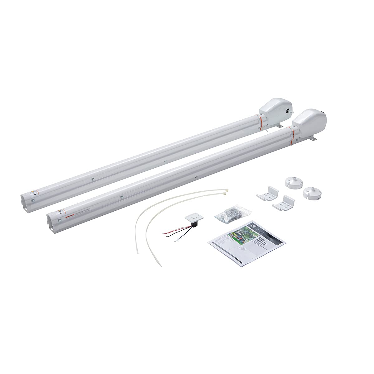 3000 Series Solera Short White Universal RV Awning Arms & Hardware Kit with One-Touch Power Extend/Retract, One-Handed Adjustable Pitch Projection, Auto Rain Dump - 2023052357