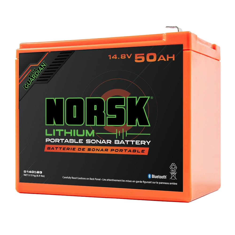14.8V Norsk Lithium 50Ah Lithium-Ion Battery – Ultimate Power Solution for Live Imaging & Forward-Facing Sonar | Extended Runtime | Bluetooth Monitoring | USB-A & USB-C | IPX8 Waterproof