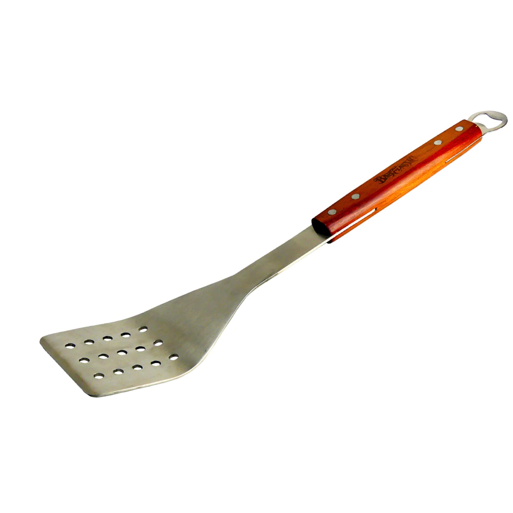 Stainless Grill Spatula Bayou Classic Features Stainless Steel w/Hardwood Handle Makes a Perfect Grilling Accessory