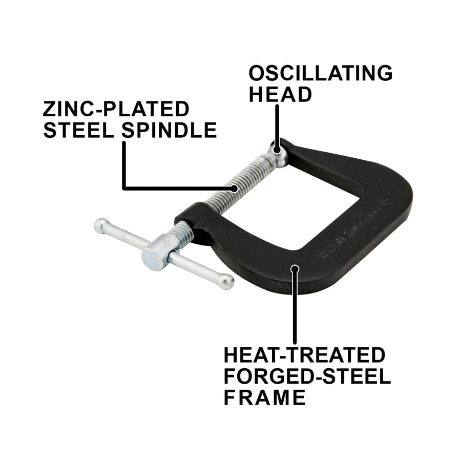Super-Junior Wilton C-Clamp, 2" Opening, 1-1/4" Throat, 875 Lbs. Clamping Force (Model 54)