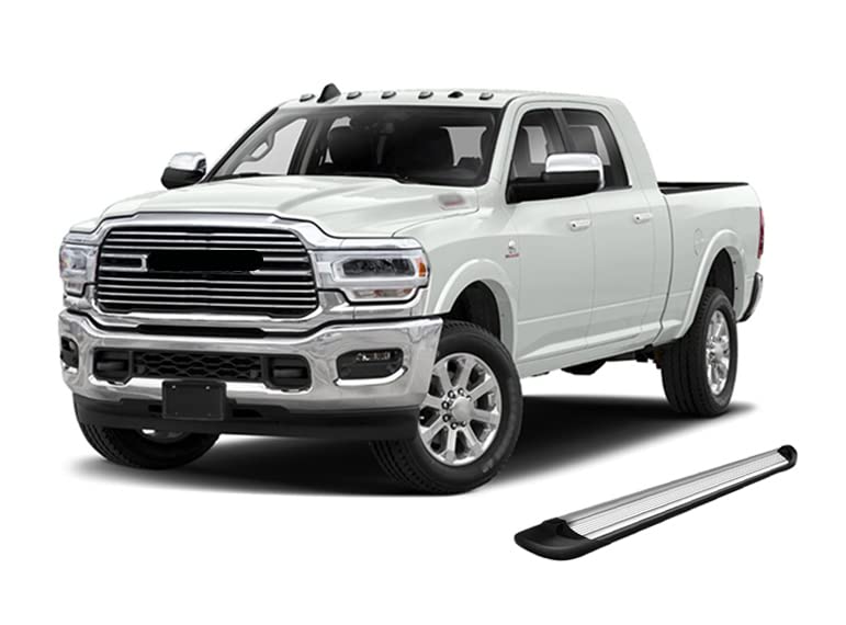 Transporter Running Boards Black Horse Silver Compatible with 10 Dodge Ram 2500/3500|2011-2024 Ram 3500 Mega Cab(Excl. Chassis Cab Diesel Models)-TR-R191S