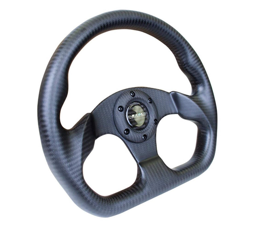 NRG Innovations Steering Wheel NRG-ST-009CF-MB - Matte Black CARBON FIBER STEERING WHEEL 320mm FLAT BOTTOM