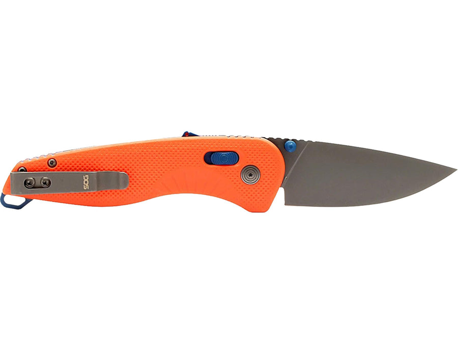 SOG Aegis AT Folding Knives Ambidextrous Outdoor Pocket Easy to Carry | CRYO D2 Stainless Steel Blade | AT-XR Lock, Rescue Red/indigo