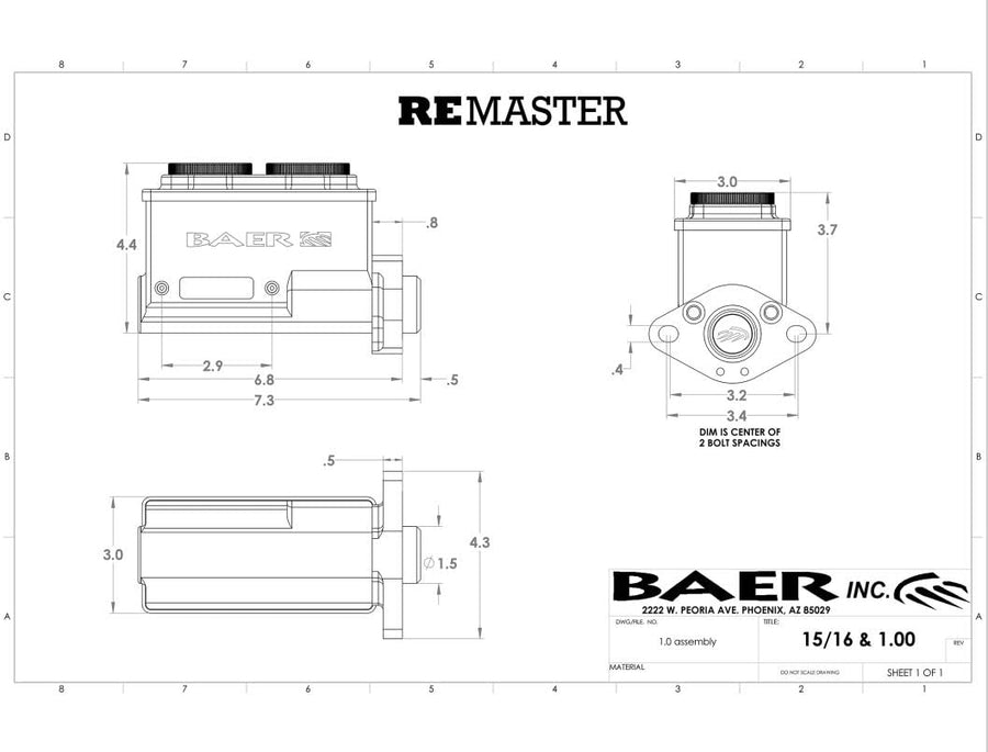 6801272LP Baer Brakes Remaster Master Cylinder
